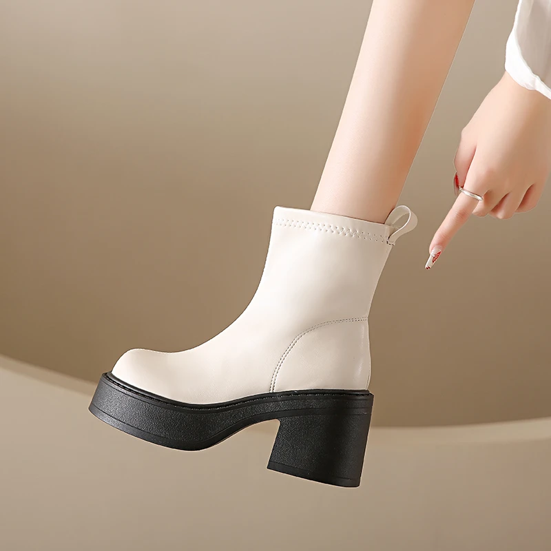 Shoes Lady Boots Boots-Women Winter Footwear Luxury Designer Autumn Ankle 2024 White Fashion Lolita Rock Lady Boots White Shoes