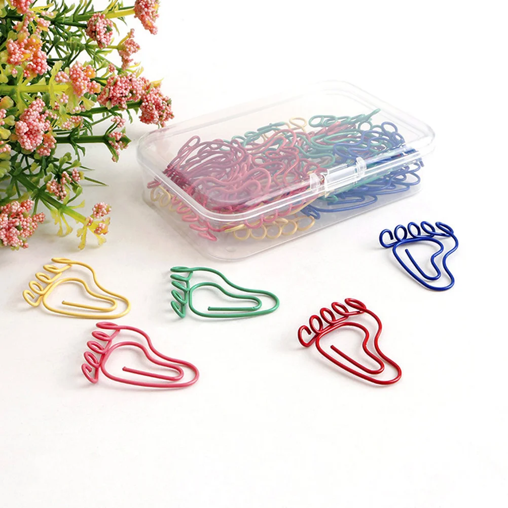 Imagem -03 - Overmolding Little Feet Paper Papelaria Clip Criança e Bebê Papel Papelaria Clips Pegada de Metal Revestida em Forma 30 Pcs Forma do pé