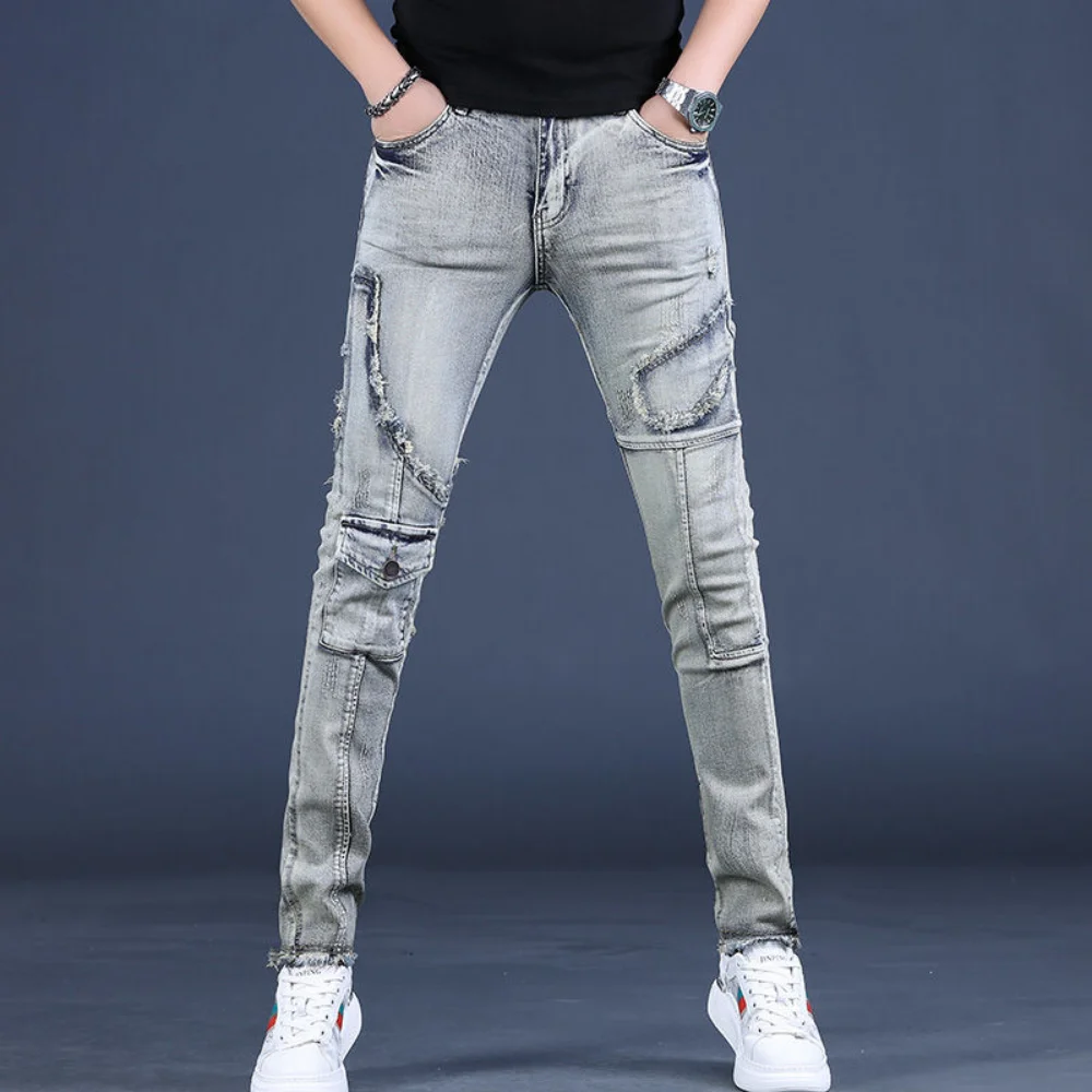 2023 New Men's Stretch Regular Fit Jeans Business Casual Classic Style Fashion Denim Trousers Male Pants pantalones hombre