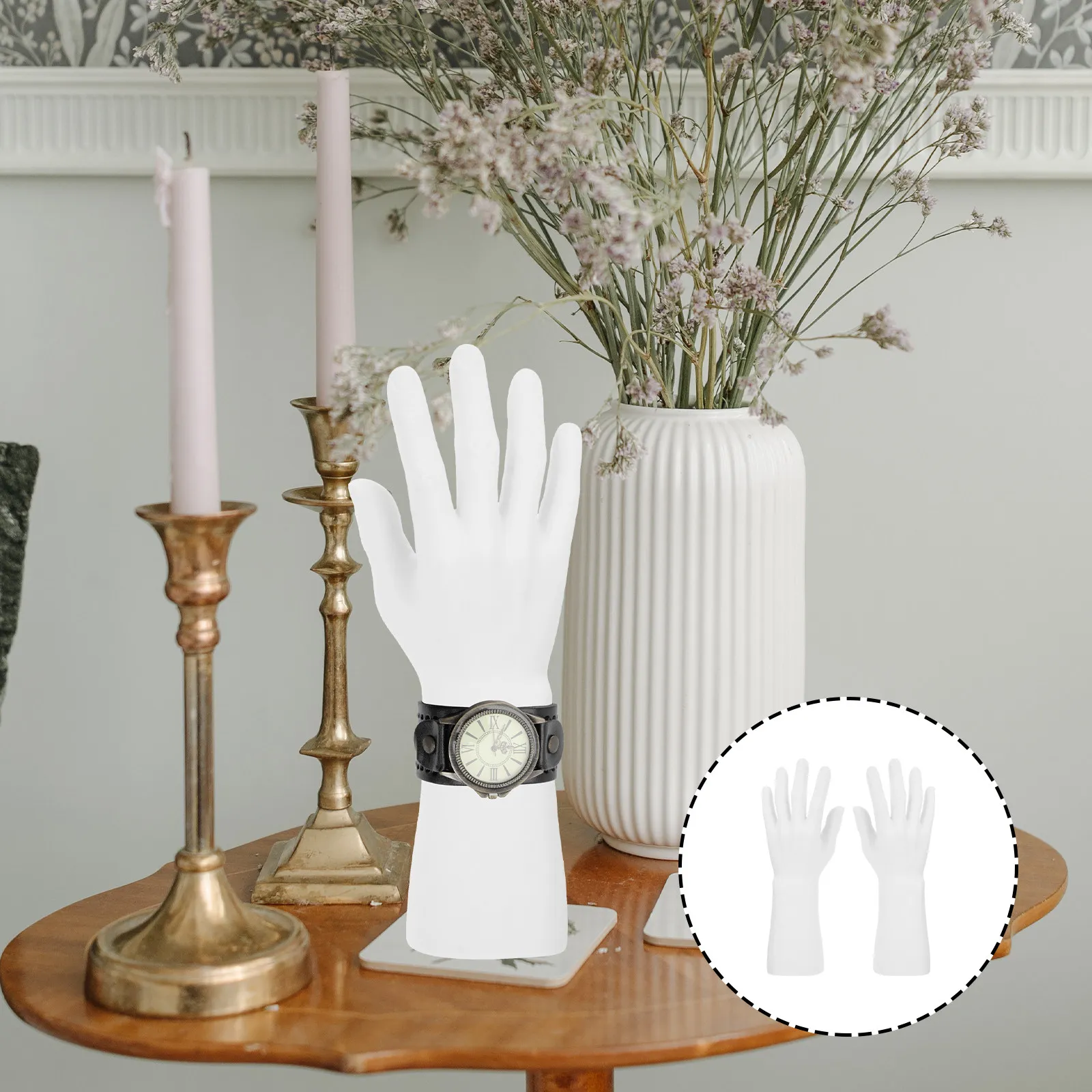 2Pcs Male Hand Mannequin Decorative Ring Holder Multi-Function Desktop Jewelry Display Stand Portable Hand Jewelry Organizer