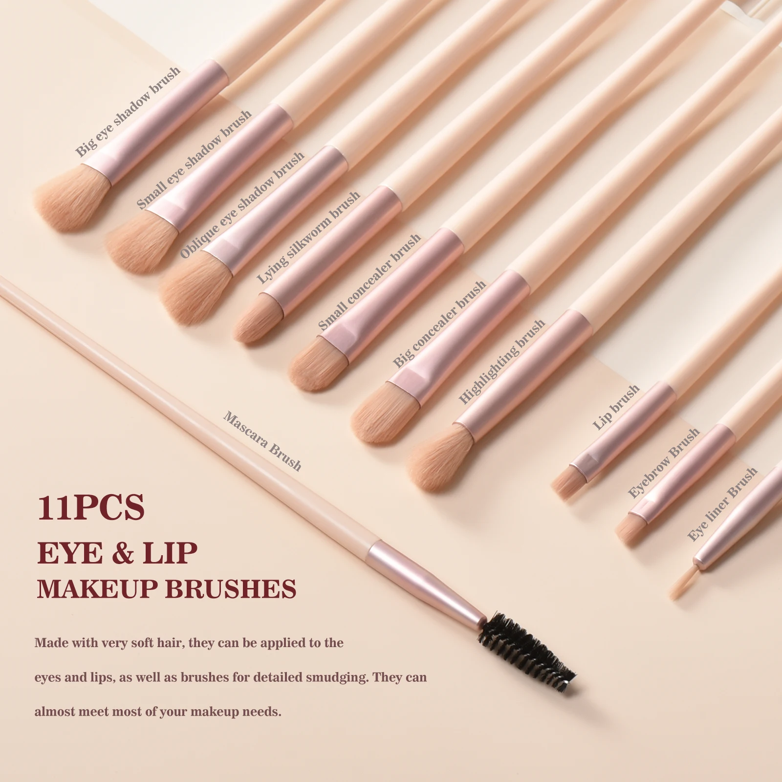 10/15 ピンクメイクブラシセット、ファンデーション、輪郭形成、アイシャドウ、アイライナー、アイブロウブラシ、その他のメイクツールを含む