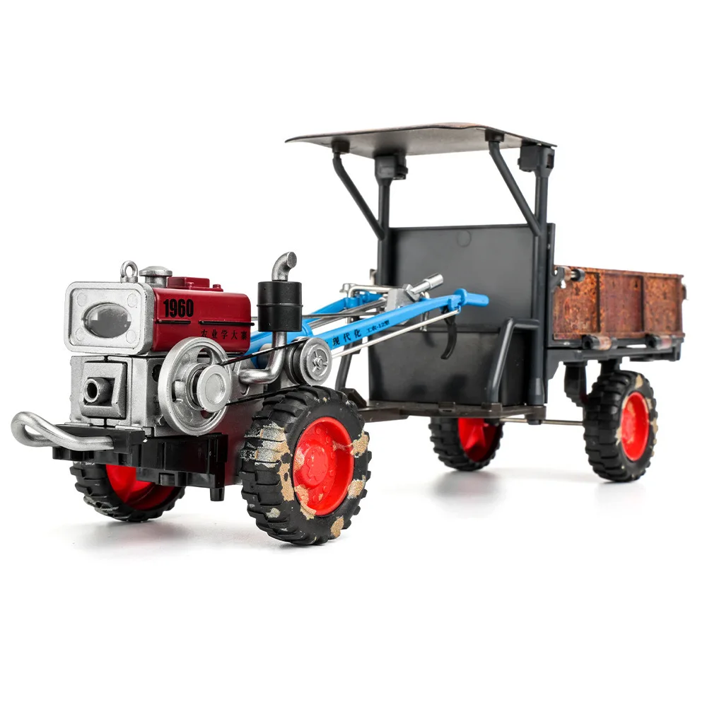 Retro Walk-behind Tractor Alloy Model 1:24 with sound and light distressed retro collection ornaments Chenghai wholesale