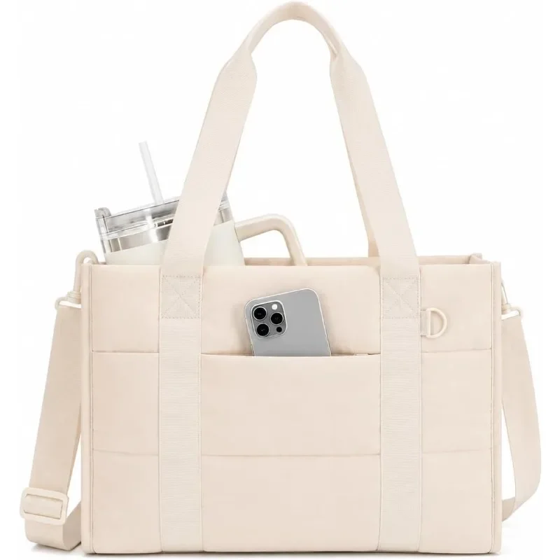 

Tote Bag for Women, Lightweight Puffy Tote Bag with Compartments Shoulder Bag Handbag for Travel, Work, Gym | Lightweight