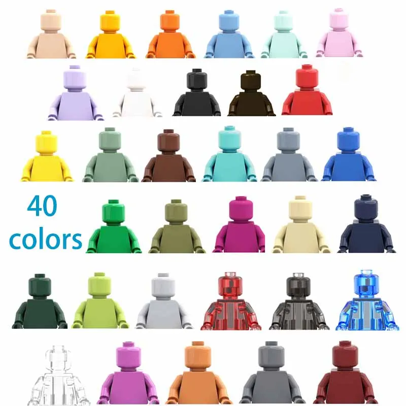 12pcs MOC Solid Color Mini Doll Bricks 40 Color Character Bricks DIY Accessories Display Toys Children's Gifts