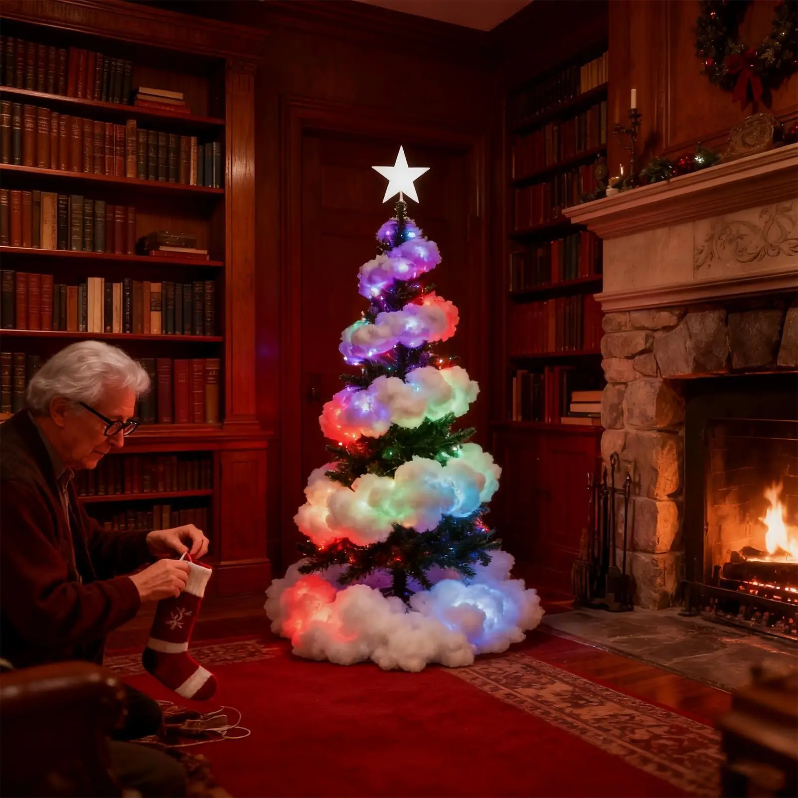 أضواء شجرة عيد الميلاد داخلي 16.4ft مقاوم للماء سحابة متعددة وضع الجنية سلسلة أضواء زينة عيد الميلاد لغرفة المعيشة