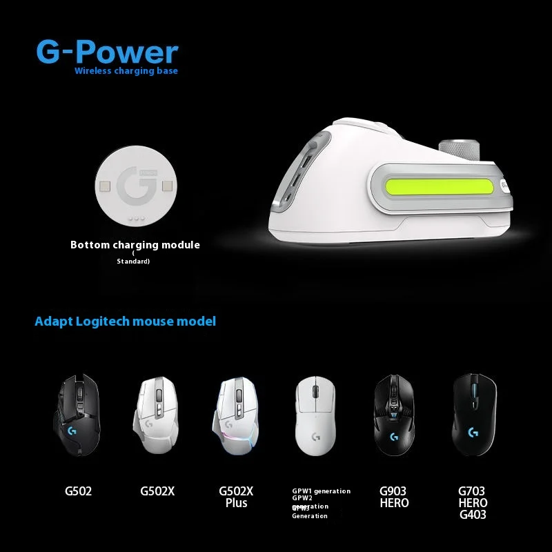 Imagem -05 - Fanxoo G-power Mouse Doca de Carregamento sem Fio para Logitech G502 G502x Plus Gpw G903 com Luz Rgb Botão de Controle de Volume do Computador