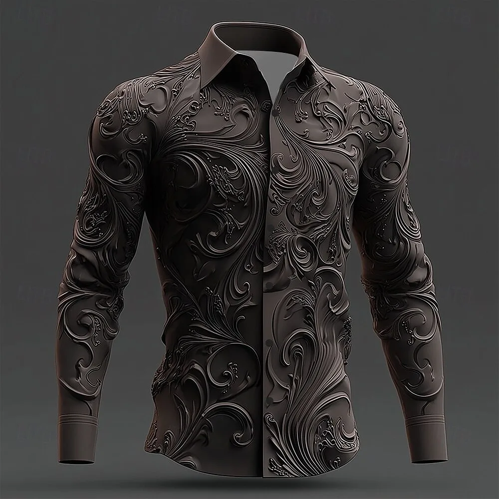 New men's Long Sleeved Shirt 3D Skull Print Long Sleeved high-quality Smoke Pattern Top Shirt Clothes