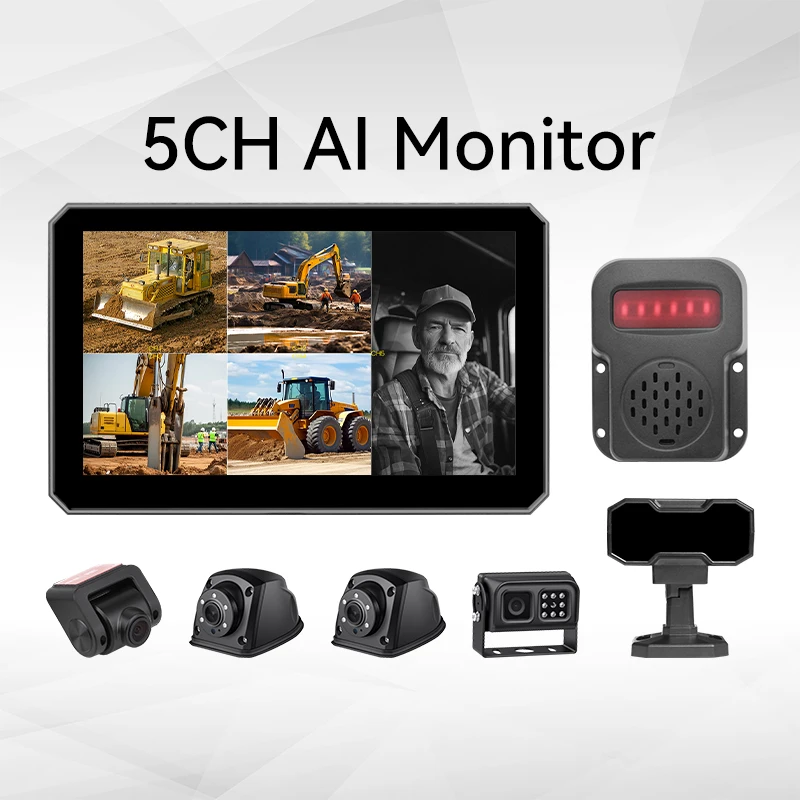 5 Channel HD Video Input 10.1Ichn Touch Hard Disk HDD AI Car Mdvr Monitor Kits+4 AHD Backup Car Camera +DSM Camera+Alarm Warming