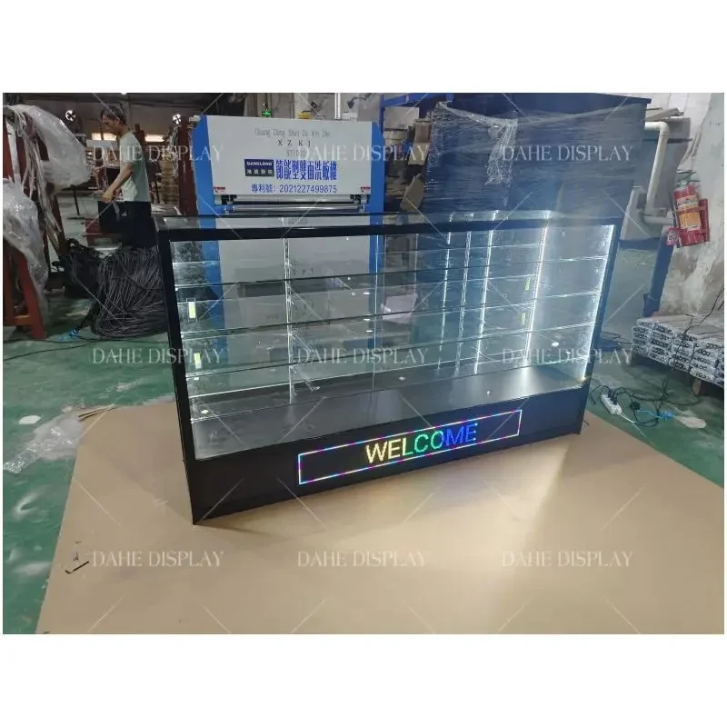 custom.Retail Glass Cabinet Display Smoke Shop With Led and LED Screen Smoke Shops Displays