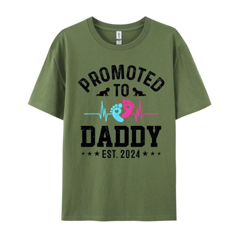 Cute Style Men T-Shirt Promoted To Daddy Babies Heartbeat T-Shirt 2024 New Fashion Comfortable Soft Cotton T-Shirt