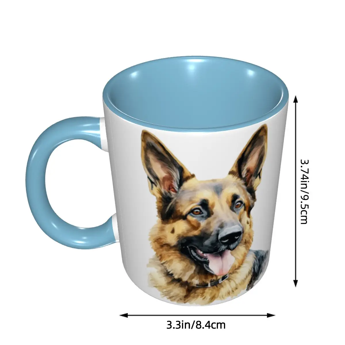 Watercolor German Shepherd Mug Funny Ceramic Coffee Cups Tea Mugs Milk Cup Drinkware Gifts for Friends
