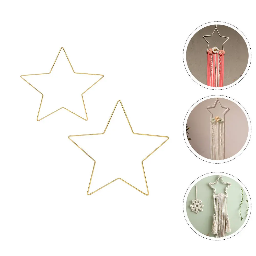 

2pcs Star Wreath Frame Iron Pentagram Diy Craft Ring For Floral Garland Home Decor Hanging Wall Ornament Window Display Dream
