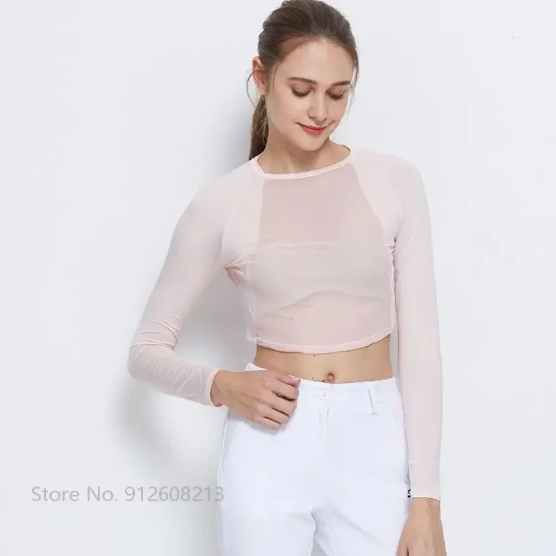 SG Female Golf Cropped Tops Sunscreen Sports Shirt Women Golf Ice Silk Underwear for Ladies UV-proof Cooling Apparel Summer