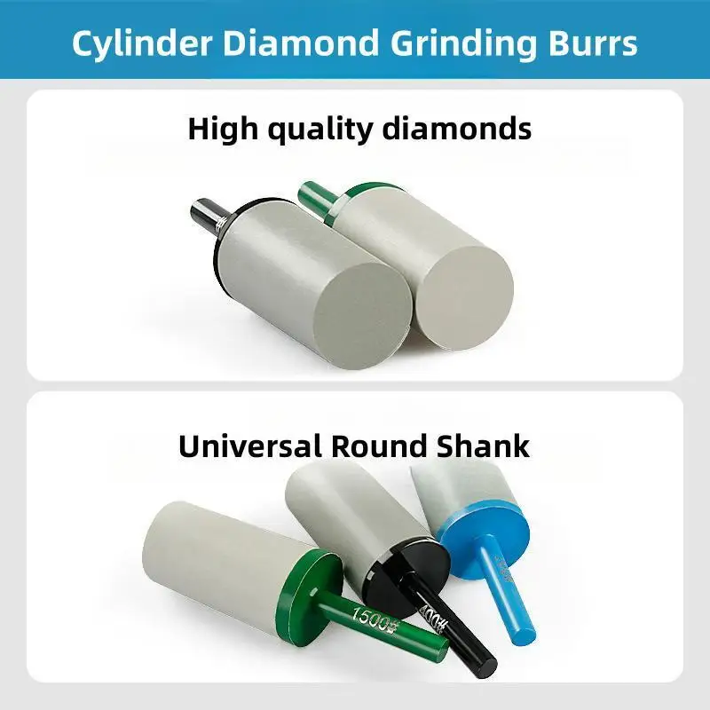 6Pcs Cylinder Diamond Grinding Bits 50-1500 Grit with 6mm Shank Resin Diamond Grinding Burrs Heads Dremel Rotary Tool