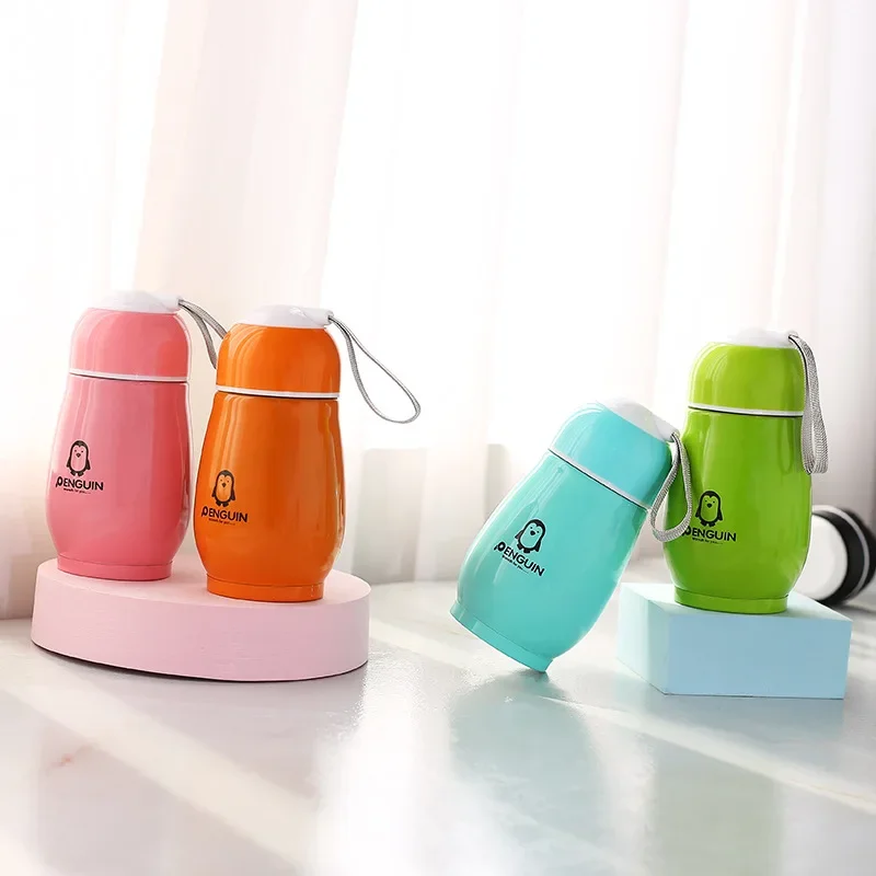 200ml Stainless Steel Cartoon Penguin Cute Vacuum Flask Kindergarten Children Big Belly Cup Gift Thermos Cup