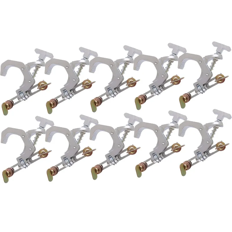 10pcs/lot Aluminum Fold Clamp Hooks DJ Stage Light Hanging Hook Loading 150Kg Truss Tube Moving Head Beam Lights Connector Clip