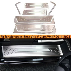For Mercedes-Benz Vito V-Class W447 2014-2023 Car Accessories Stainless Steel Door Sill Protector Scuff Plate Trim 8pcs