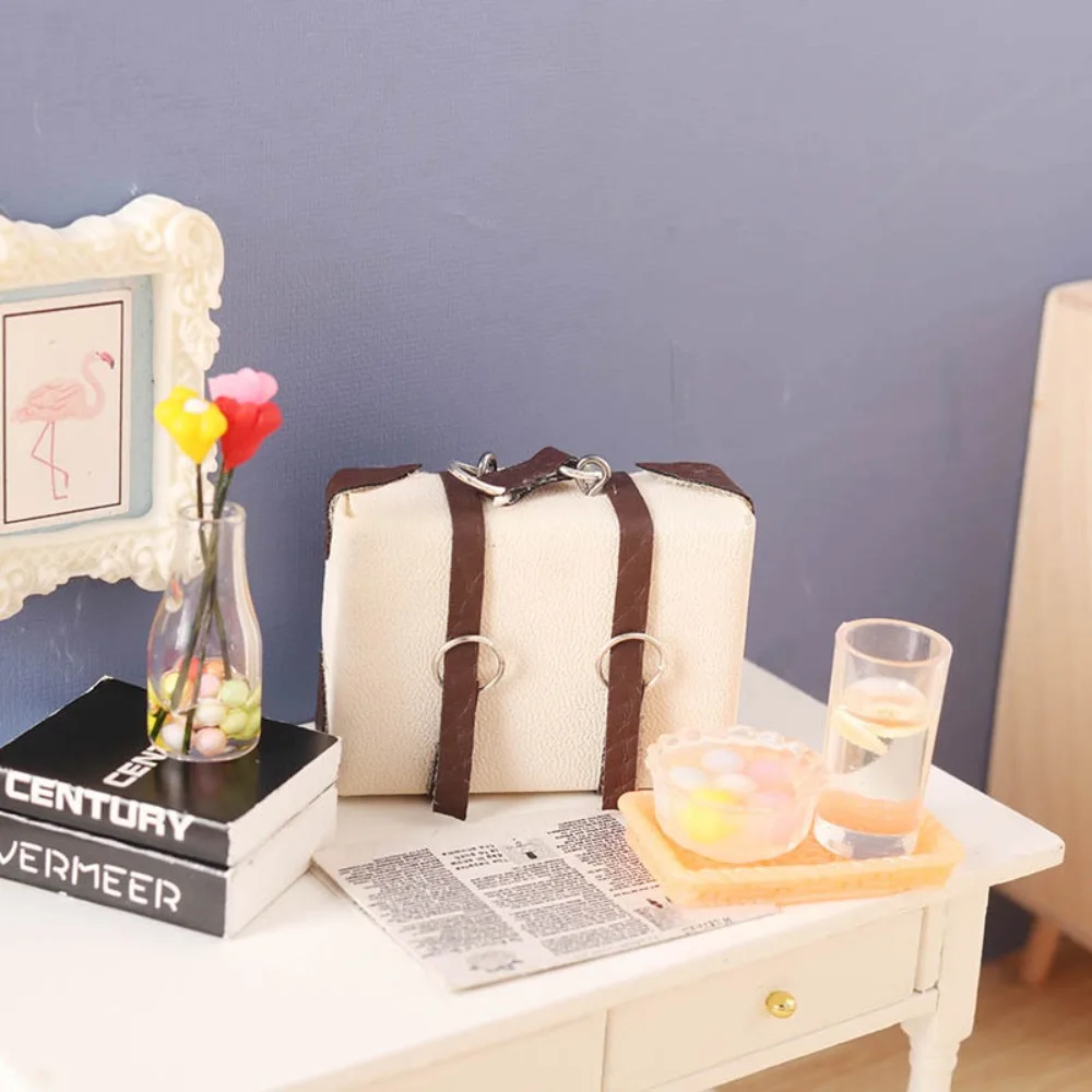 Maison de poupée meubles poupée cuir bagages valise modèle Miniature maison de poupée Mini valise en cuir Portable