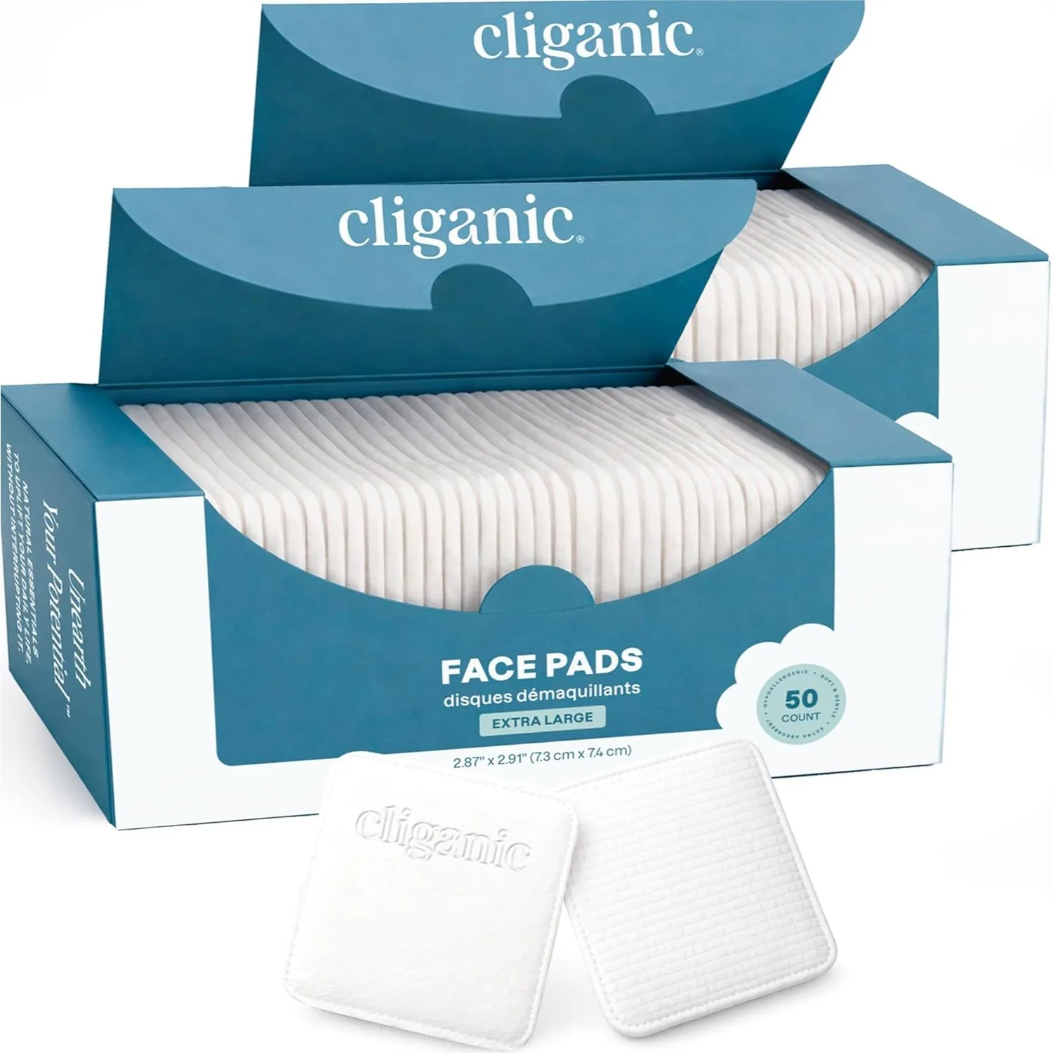

Extra Large Face Pads 100 Count Soft Absorbent Lint-Free for Makeup Nail Polish Removal Toner Cleanser Application Dual Sided