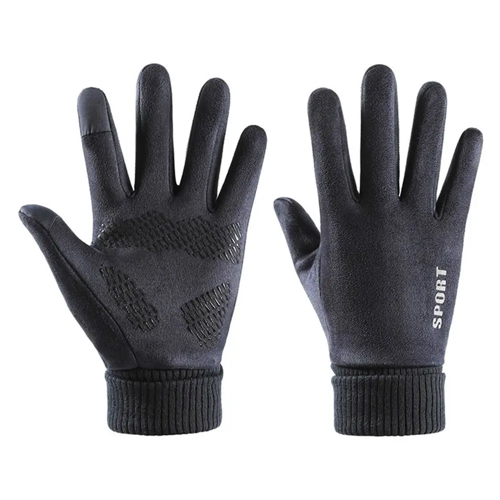 

Men Waterproof Suede Furry Full Finger Gloves Warm Mittens Windproof Winter Glove