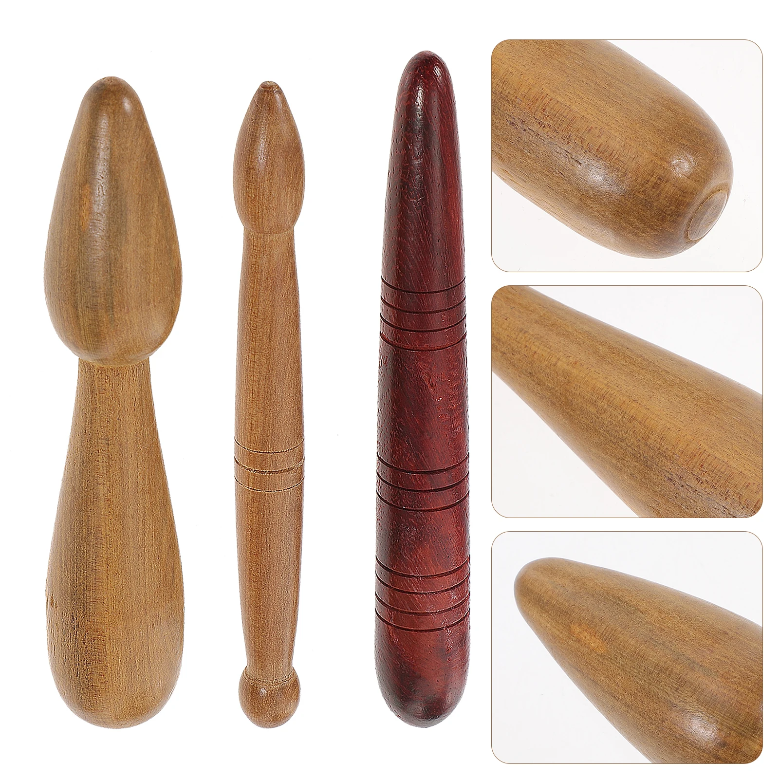 

3Pcs Wooden Foot Massagers Portable Acupuncture Point Rollers Natural Wood Massage Rods for Body Pain Relief Massage Stick