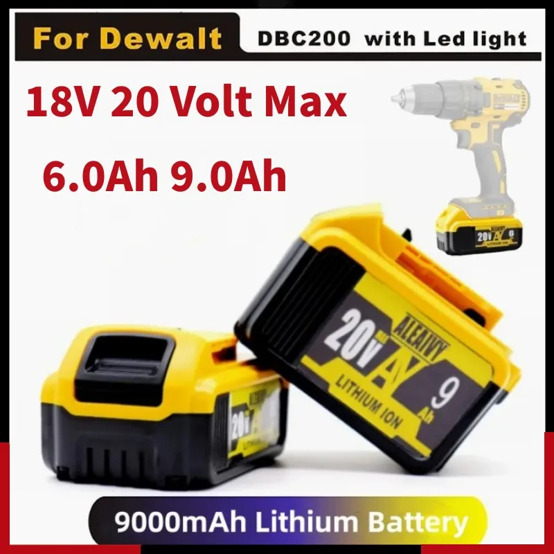 

18V 20V Volt Max 9000mAh Lithium Battery For DeWalt 6.0Ah 9.0Ah DCB205 DCB206 Replacement Li ion Battery Power tool Batteries