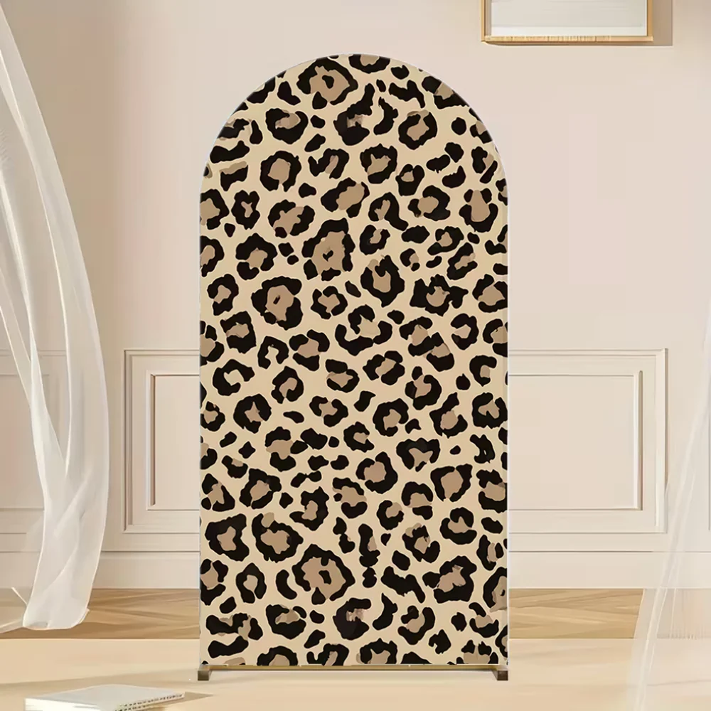

Arch Covers Backdrop Double-Faced Leopard Print Stripe Texture Decors Baby Shower Birthday Arched Backgrounds Photocall