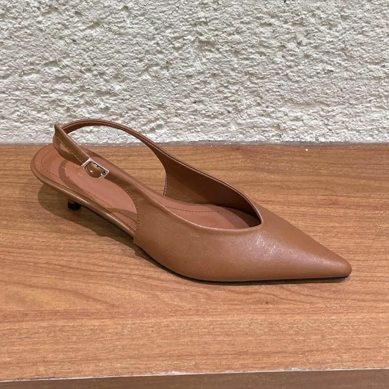 2026 Spring Slingback Sandals Low Heel Pumps Shoes Women Elegant Kitten Heel Mules Pointed Toe Wedding Party Shoes zapatos mujer