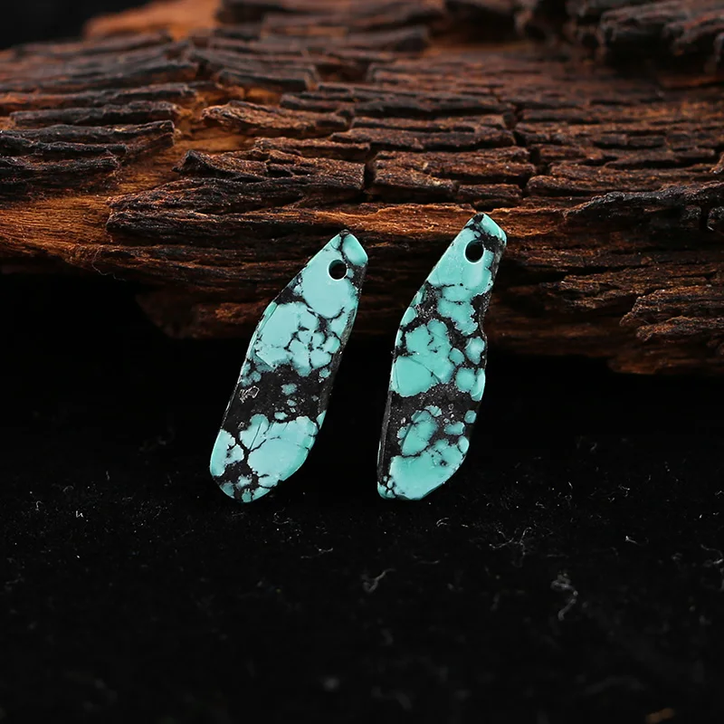 B&F Nugget Turquoise Earring Beads, Handmade Natural stones beads, Polished Stones for jewelry Making Supplies