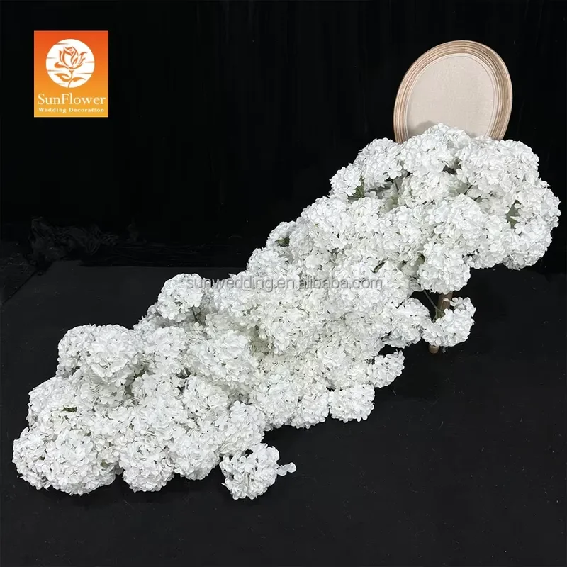 Sunwedding Custom White Artificial Flower Runner Wedding Decorative Flower Wedding Artificial Flower Runner