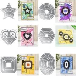 Oval Star Heart Hexagon Frame Metal Cutting Dies Decorative Nesting Collection DieCut For DIY Scrapbooking Card Craft Making New
