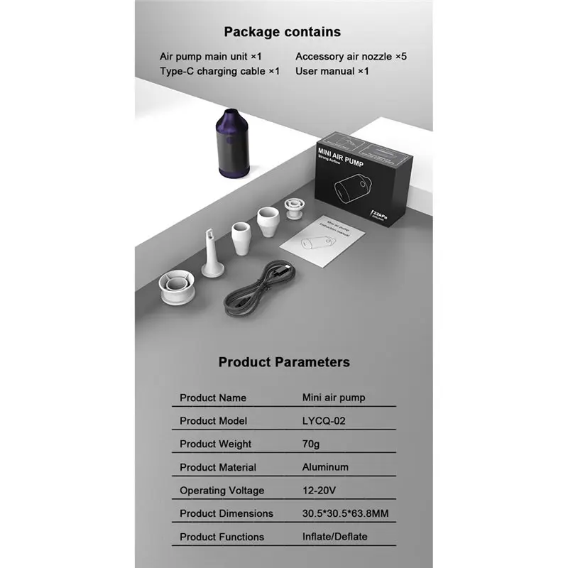 ABKV-Portable Mini Electric Air Pump For Inflating Deflating Vacuum Storage Bags For Inflatable Mattress& Swimming Ring