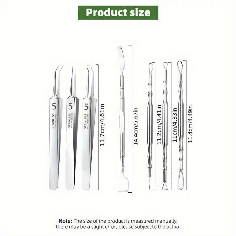 Pince à Épiler Professionnelle en Acier Inoxydable pour Acné, Kit d'Outils pour Extraction des Points Noirs, 3-7 Pièces, 12 Pièces