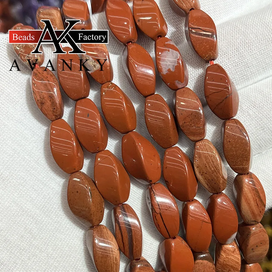 8x16mm Natural Red Stone Twist Shape Beads Faceted Jewelry Making DIY Necklace Bracelet Accessory 15''