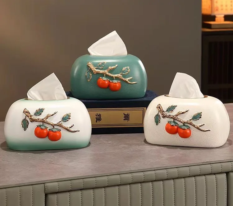 Ceramic Material Paper Drawing Box, Coffee Table, Creative Tissue Box, Napkin Box, Living Room Multifunctional Decorative Crafts