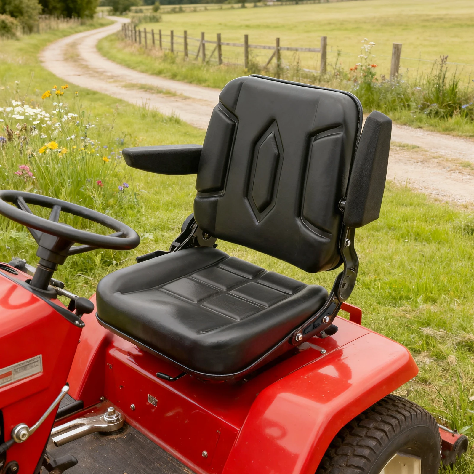 

[Black Forklift Seat] Black Forklift Tractor Seat - PU - For Logistics & Industrial Use - Ergonomic Comfortable