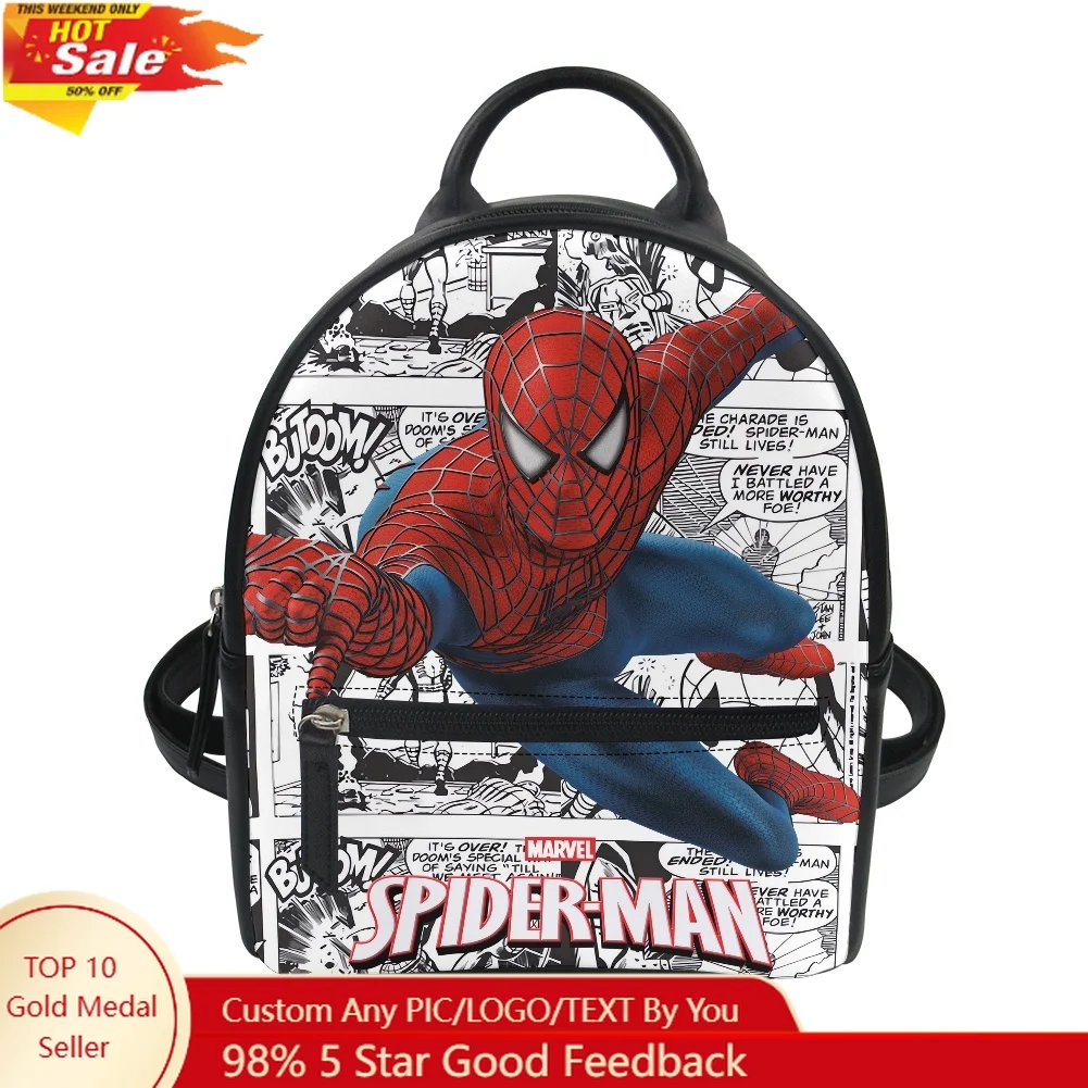 

Marvel Spider Man Peter Parker Custom Backpack Purse Women Carter Schoolbags Double Shoulder Bag Mini Daypack Leather Travel Bag