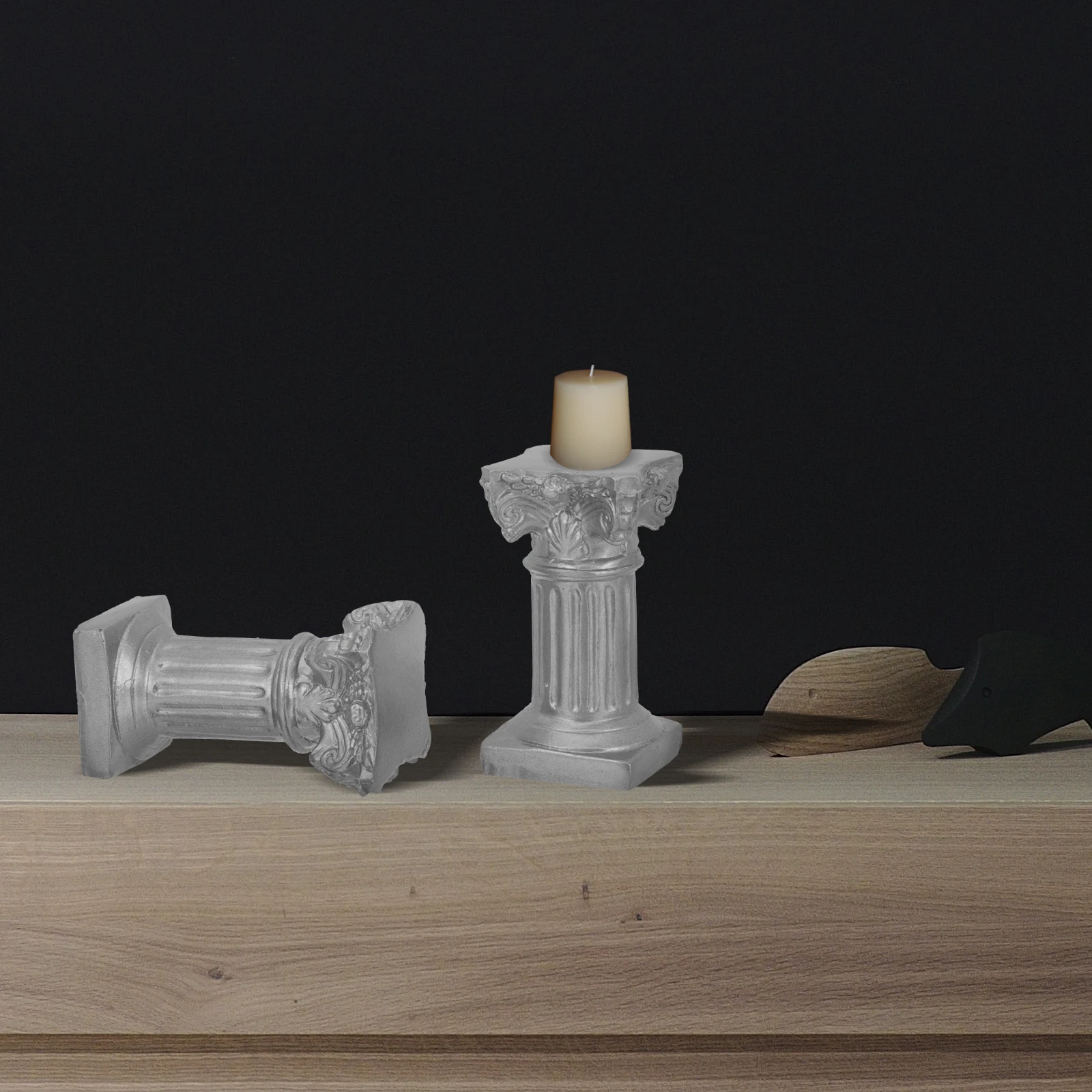 

2Pcs Resin Roman Column Candleholders Vintage Style Tabletop Decorations Micro Landscape Adornments Home Decor