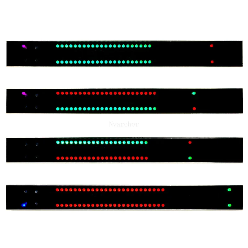 Nvarcher Dual 40 LED Level Indicator Stereo Audio Music Spectrum Green Red  VU-Meter With Voice Control  Case DC5V