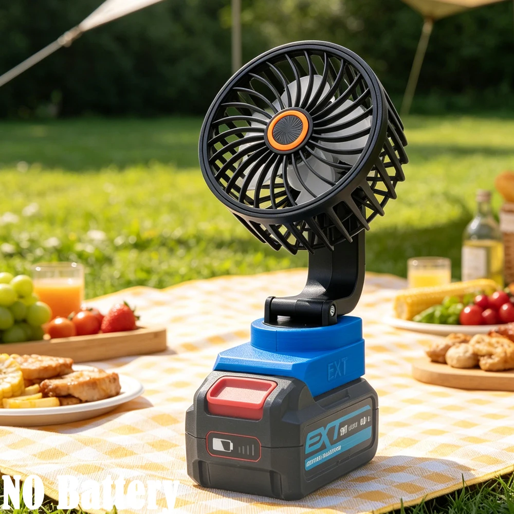 Cordless Portable Fan Compatible with for Erbauer EXT 20V Li-ion Battery for Camping Fishing Travel Emergency Adjustable Angle