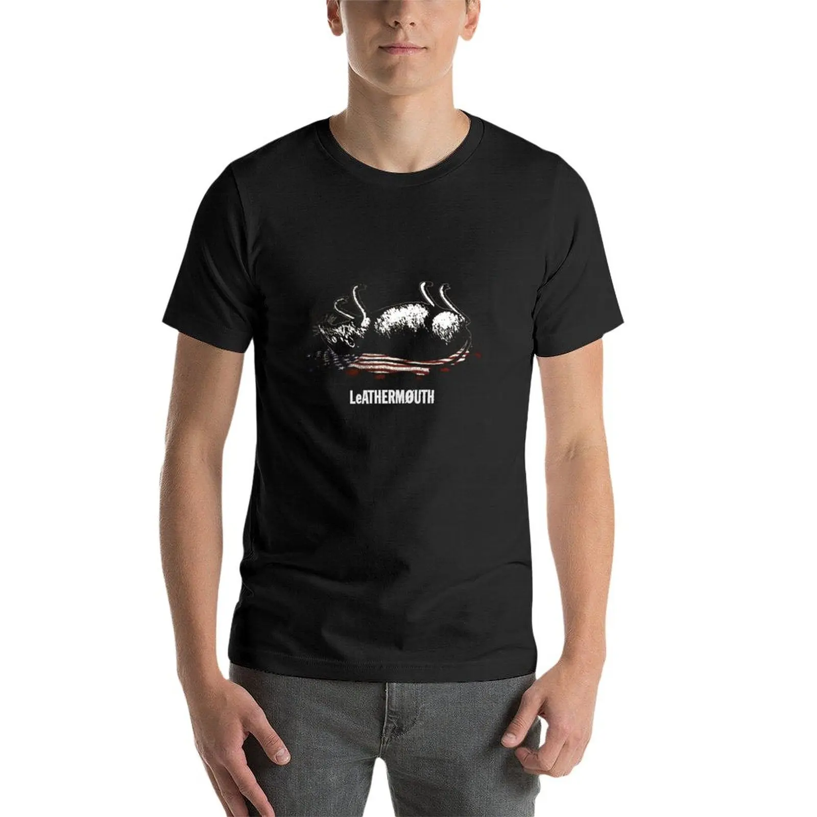 T-shirt de rato Leathermouth para homem, casual e elegante, plus size, elegante, moda coreana