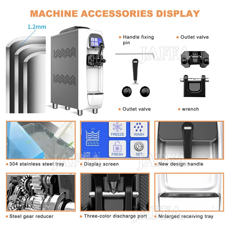 High Quality Commercial Single Flavor Soft Serve Ice Cream Machine 16-22L/H Stainless Steel 110V/220V