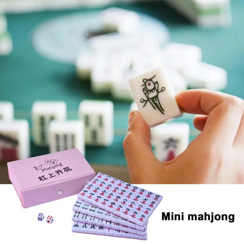 144pcs/set Mini Mahjong Game Professional Chinese Mahjong Game Set Chinese Traditional Multiplayer Play Game For Party