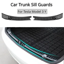 For Tesla Model 3/Y/3+ Highland 2024 Rear Trunk Stickers Covers Sill Guard Foot Plate Door Protector Car Decorative Accessories