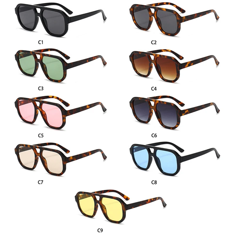 New Double Bridges Square Women Fashion Leopard Sunglasses Shades UV400 Men Retro Candy Color Shades Sun Glasses image 5