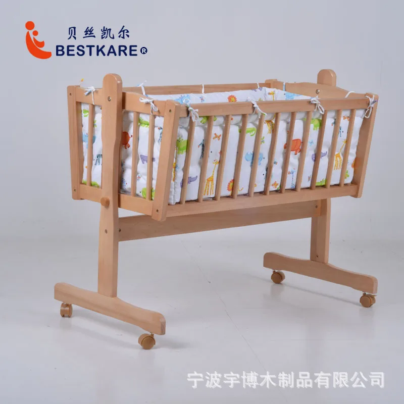 Baby Wooden Products Baby Solid Wood Cradle Baby Bed BB Bed Removable Mattress