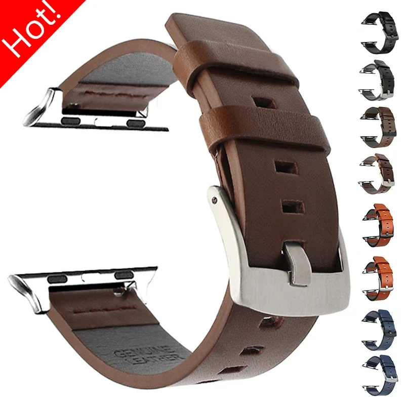 Leather Strap for Apple Watch Ultra 2 Band 49mm S10 46mm 9 8 7 45mm 41mm High Quality Strap for IWatch Series 6 SE 5 4 44mm 40mm