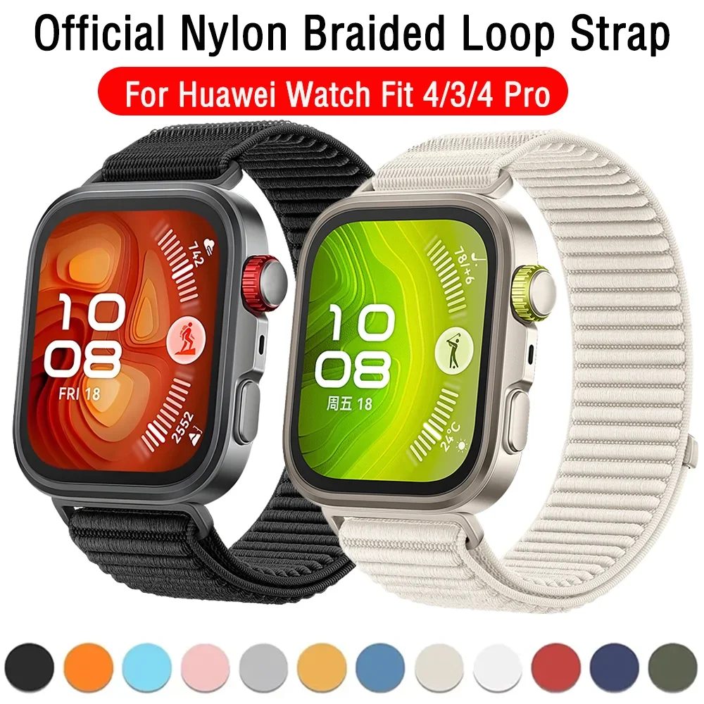 Offizielles geflochtenes Nylon-Schlaufenarmband für Huawei Watch Fit 4 3, atmungsaktives Sportarmband für Huawei Watch Fit 4 Pro-Armband Correa