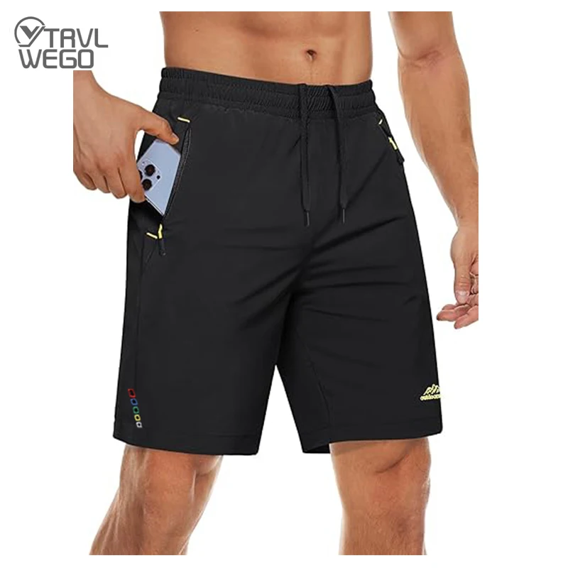 

TRVLWEGO мужские спортивные шорты для бега, 9 дюймов, быстросохнущие шорты для тренировок в тренажерном зале, легкие летние шорты с 3 карманами на молнии