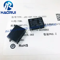 Free Shipping 100% new original relay 10pcs/lot JZC-43F-024-HS  JZC-43F 024-HS  JZC43F Can replace SRB-SH-124DM1 3A HF43F